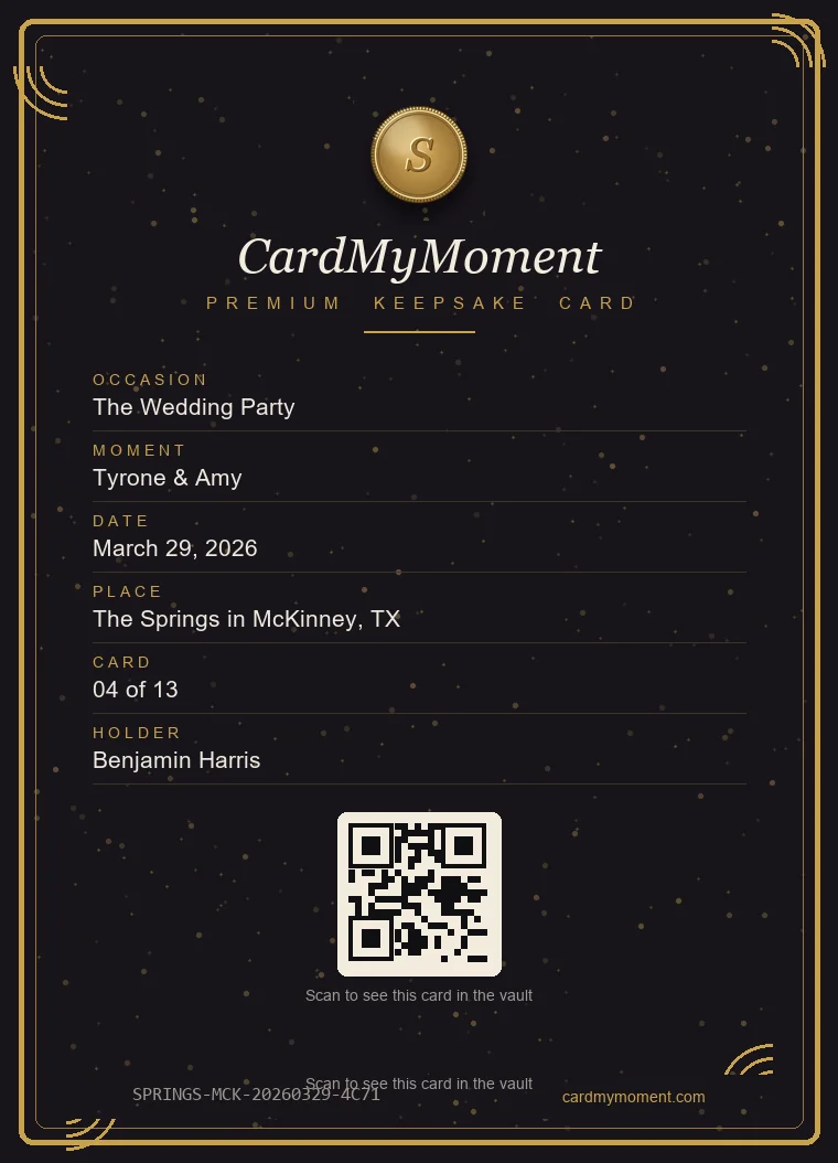 Premium card back with coin and QR code