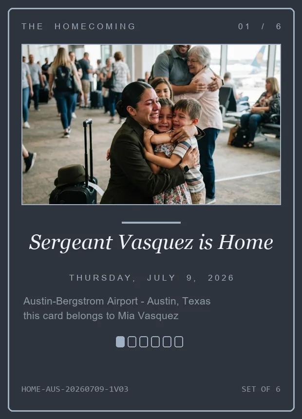 Military homecoming keepsake card