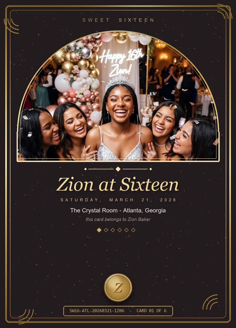 Premium sweet sixteen card